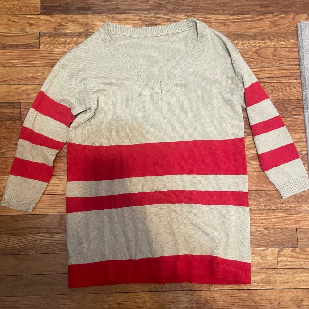 SHEIN red and cream sweater dress